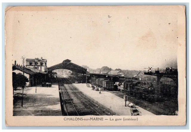 Chalons-Sur-Marne France Postcard The Station Interior Railway View c1910