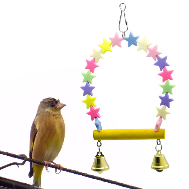 Loros de madera natural juguete columpio aves perca columpios jaula suministros para pájaros