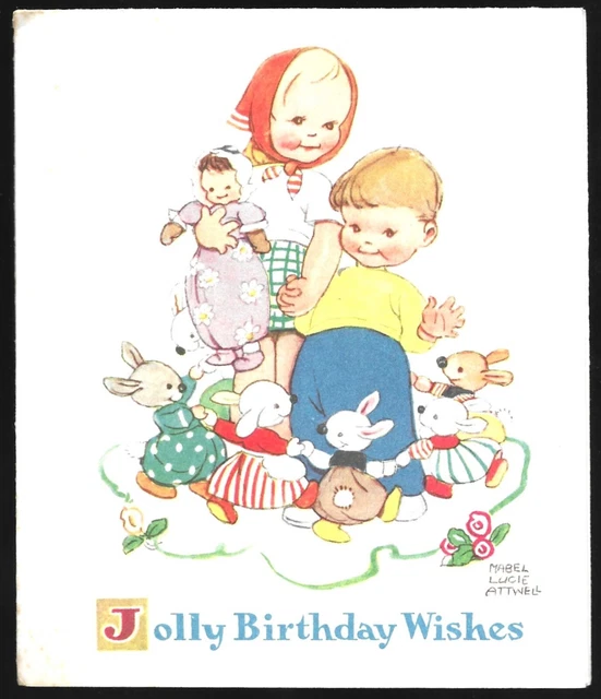 Vintage Mabel Lucie Attwell Birthday Greetings Card Valentines England