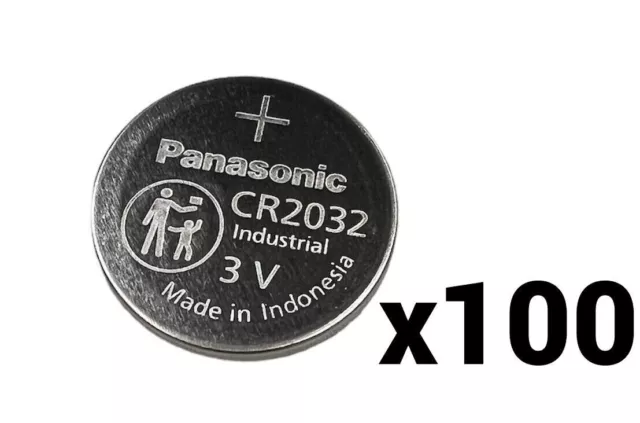 100 Hundred Panasonic Cr2032 New Cr 2032 3V Lithium Coin Cell Battery Exp 2033