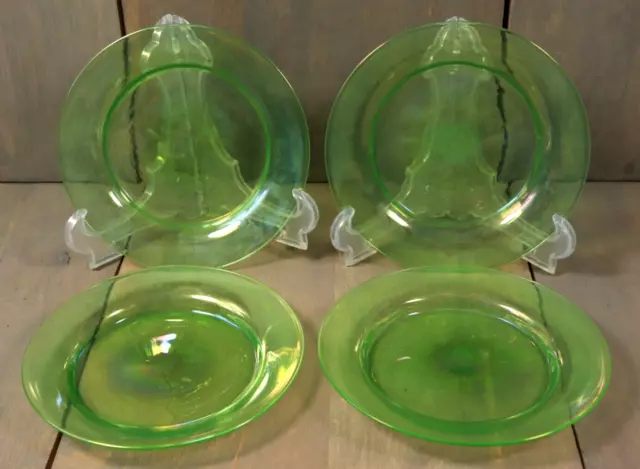 15 assiettes plates carrées verre vert transparent vintage art déco table  N6924