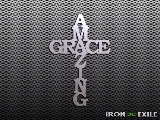 AMAZING GRACE -- Metal Cross Wall Art Home Decor Religion Farmhouse Church Sign