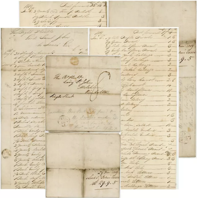 1819 to LADY ST JOHN KIMBOLTON from JAMES LEE LONG LIST FRUIT + VEG VARIETIES