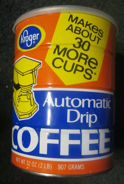 2 LB (32 oz) Kroger Automatic Drip Coffee Tin Can  Cincinnati Ohio METAL,VTG