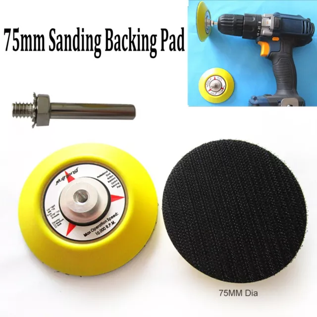 1SET-75mm-Hook&Loop Backing-Pad Ponçage Polishing-Disc Avec Perceuse Attachement