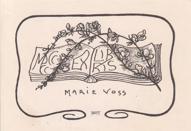 Exlibris Bookplate Klischee Auguste Kichler 1870-1938 Buch Blütenzweig