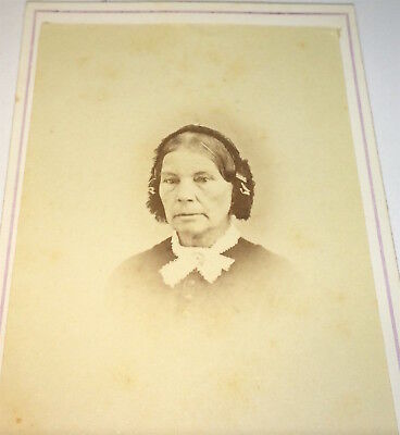 Antique Victorian American Lovely Fashion Old Woman, Rutland, Vermont CDV Photo!