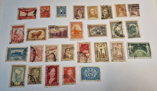 28 timbres d'ARGENTINE  oblitérés