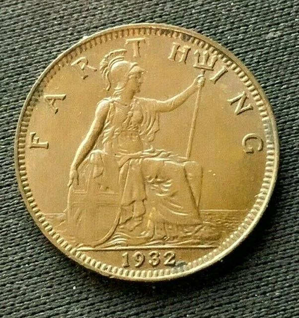 1932 Great Britain Farthing Coin CH UNC  bronze   World Coin    #C113