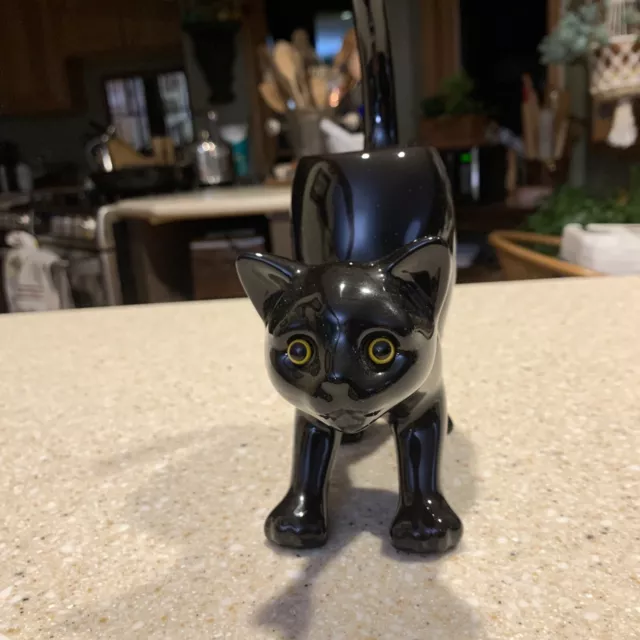 PARTYLITE Black Cat Glazed Ceramic Pottery Tealight Candle Holder