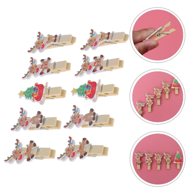 50 pz clip natalizia mini spilla da parete alce legno visualizzazione foto
