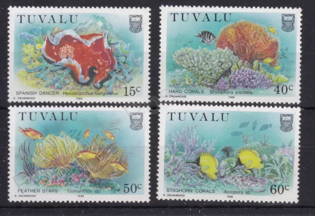 Tuvalu Mnh Stamp Set 1988 Sea Marine Life Reef Corals Sg 498-501