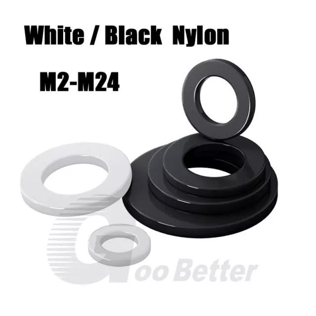 Nylon Plastic Washers Hard PP Metric Round Gaskets M2-M24 Thick 1mm-3mm