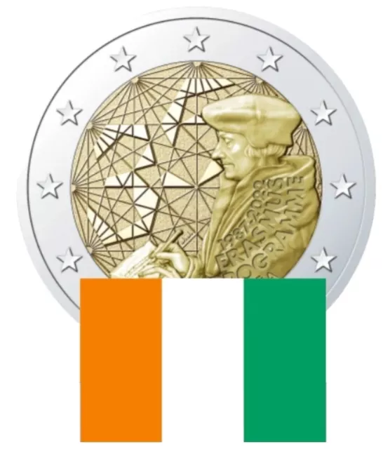 IRLANDE 2022 UNC 2 euros commémorative 35 ans du Programme ERASMUS monnaie UNC