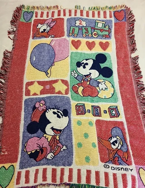 Walt Disney Mickey Babies Woven Throw Blanket Tapestry Mickey Minnie Daisy
