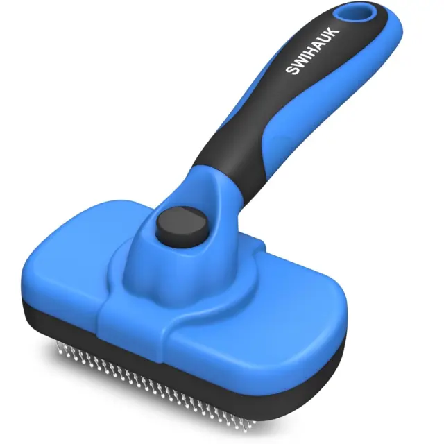 Self Cleaning Slicker Brush for Dogs & Cats, Skin Friendly Grooming Cat Brush, D