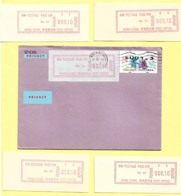 Hong Kong ATM Mi. 14 on cover with EMERGENCY LABEL (#2)