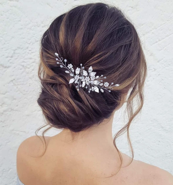 Leaf Bride Wedding Hair Comb Rhinestone Pearl Bridal Hair Pieces Flower Wedding