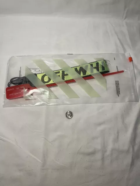 Brand New OFF-WHITE Official Lanyard Keychain Neon Green And Black With Zip Tie