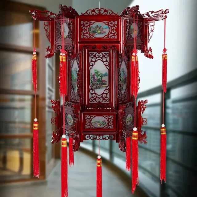 Palace Lantern Carved Wooden Chinese Lantern Balcony Red Outdoor Decoracion