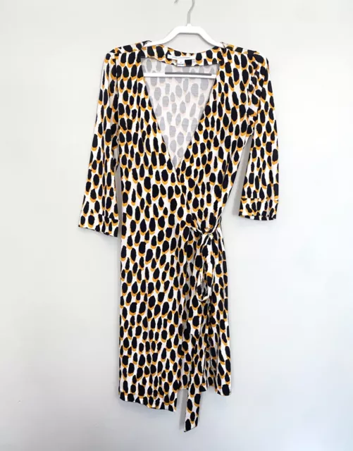 Diane Von Furstenberg Cheetah Animal Print Silk Wrap Dress Sz 12 Julian Two DVF