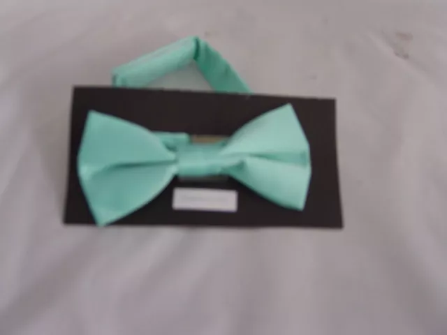 Mint Green Polyester BOYS Ready Pre-tied Bow tie > 60 Colours Available in Shop