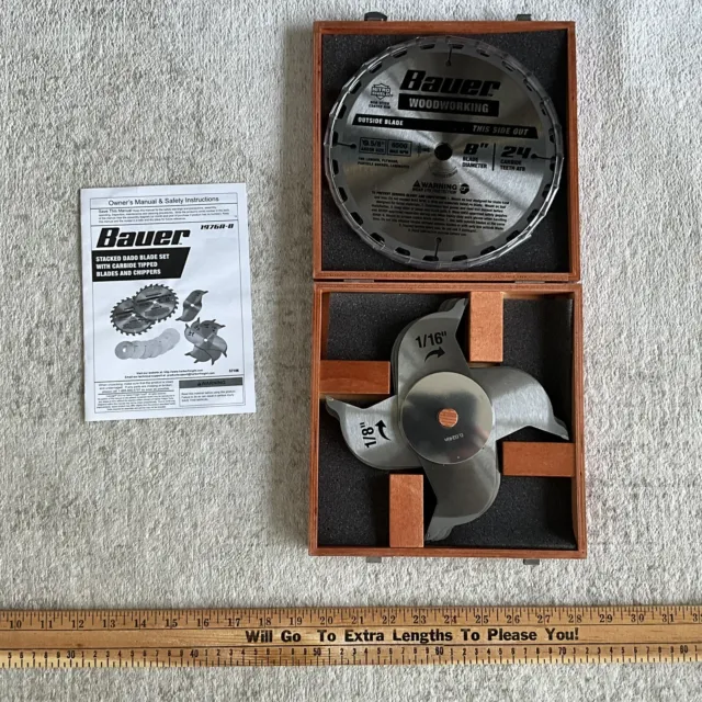 Bauer 8" Stacked Dado Blade Set w/Carbide Tipped Blades & Chippers Item #1976A-B