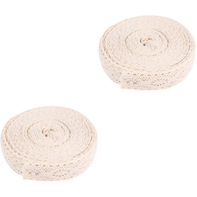 2 rollos de cinta de encaje de encaje de algodón de 10 yardas para coser artesanía