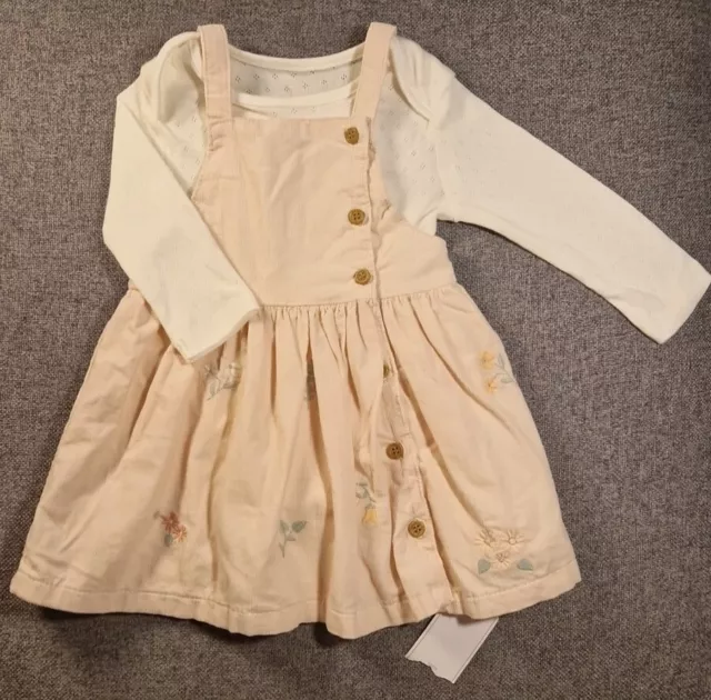 BNWT Corduroy Dress & Vest Outfit 6-9 Months Baby Girls Pointelle Bodysuit (955)