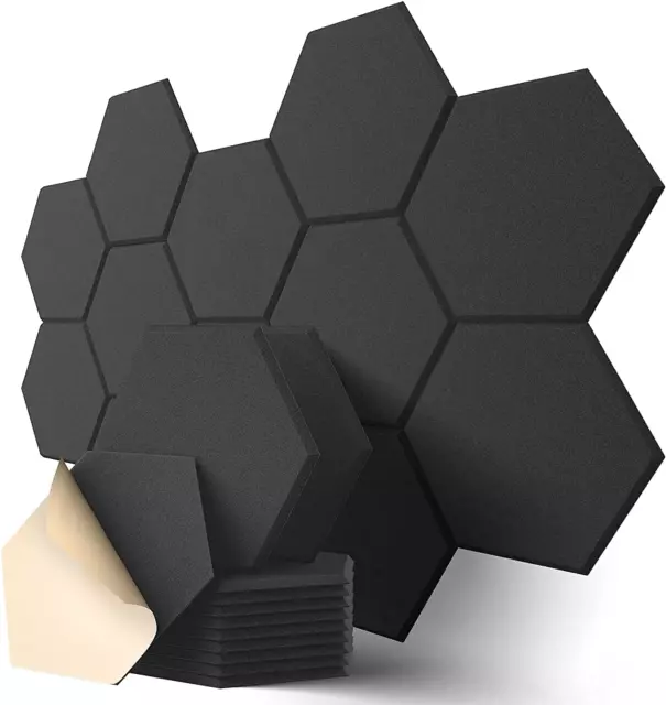 Hexagon Akustikplatten Selbstklebend, 12 Stück Hohe Dichte Schallabsorber