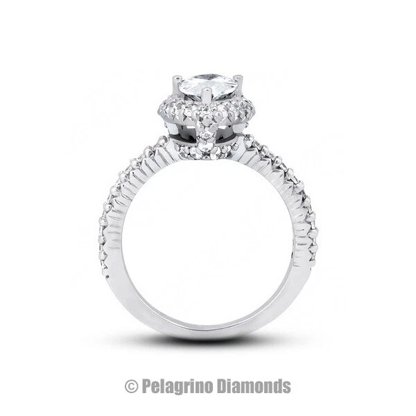 Anillo de piedra lateral halo de diamantes naturales con certificación natural en forma de pera de 2,17 quilates D-vs2