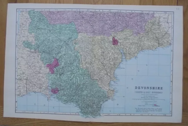 2 x Antique 1884 Original Large Scale Maps of N. & S.E. Devon - G.W. Bacon