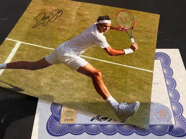 HAND SIGNED ROGER FEDERER 10x8 GENUINE AUTOGRAPH PHOTO WITH COA
