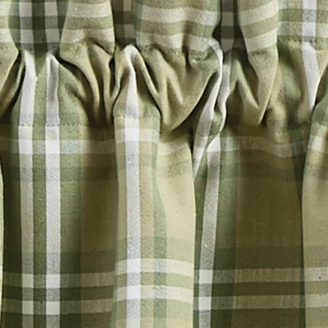 New Country Cottage SAGE GREEN PLAID VALANCE Curtains Topper