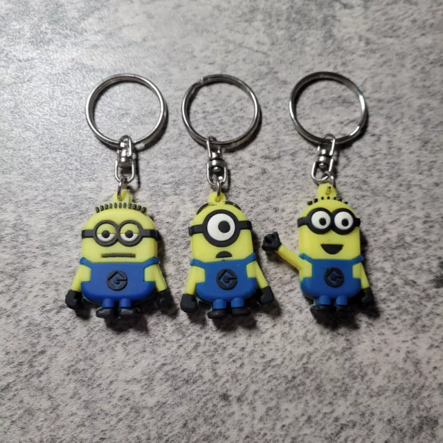 New Minions Despicable Me Keychains Key Ring Set of 3 Kevin Stuart Free Ship