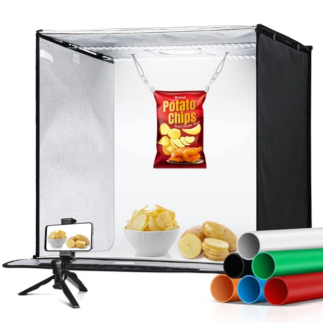 Photo Studio Light Box, Wisamic 24” × 24” Shooting Light Tent Kit Portable Ta...