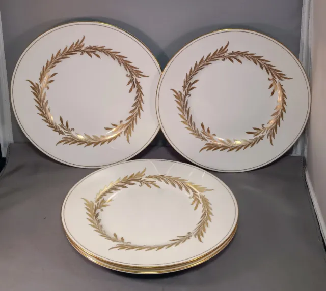Lot or Set of 4 MINTON MALTA GOLD BONE CHINA 8" SALAD or LUNCHEON PLATES