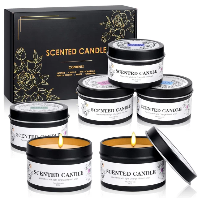 Lot De 4 Bougies Parfumées En Cire De Soja – Rose, Coco, Citron, Lavande – Cadeau Femme, Yoga, Bain, Déco