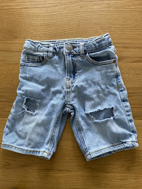 Ottime Condizioni - Pantaloncini Denim Zara - Strappati - 6 Anni 116 Cm - Blu Chiaro