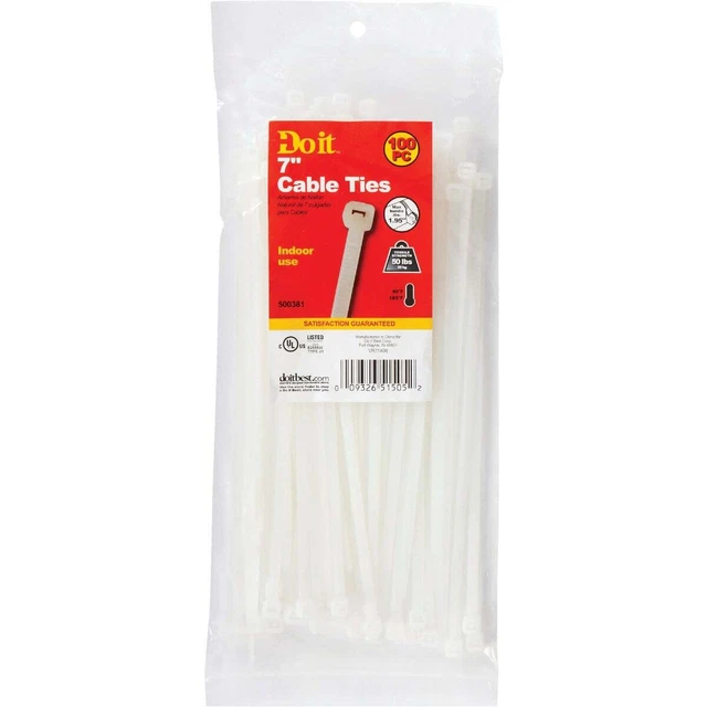 Hazlo 7 pulgadas x 0,189 pulgadas Corbata de cable de nailon moldeado de color natural (paquete de 100) SIM