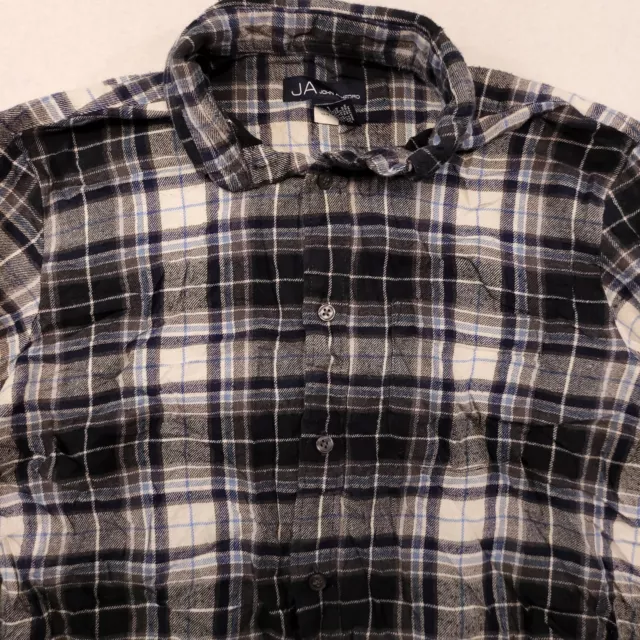 John Ashford Tartan Flannel Casual Button Up Shirt Mens Size Small S Black