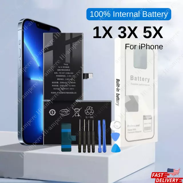 100% Battery Replacement For iPhone 11 12 13 14 Pro Max XS 8 6 Lot Adhesive Tool