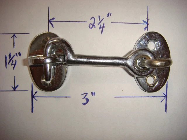 1000 2 1/4" Brass Chromed Cabin Hook Door Hook NOS vintage New 3" latch LOT 1000
