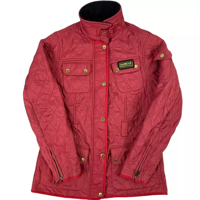 Barbour International Womens Quilted Red Size 10 Jacket Polar Quilt