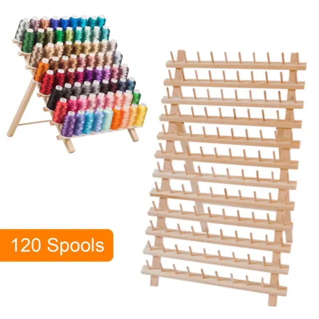 120 Spool Tailor Holder Storage Bobbin Sew Wood Thread Rack Sewing Organizer UK