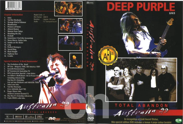 DEEP PURPLE TOTAL Abandon Australia '99 DVD BRAND NEW/SEALED