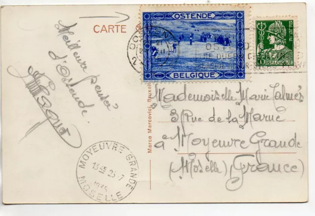 BELGIQUE - BELGIE - Old Postcard - OSTENDE - vignette - Vue de la gare maritime