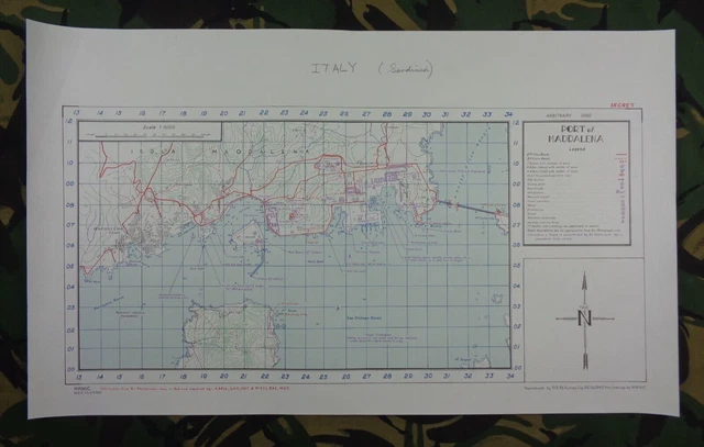 RARE WW2 SECRET INTELLIGENCE BOMBING TARGET MAP of "MADDALENA ...