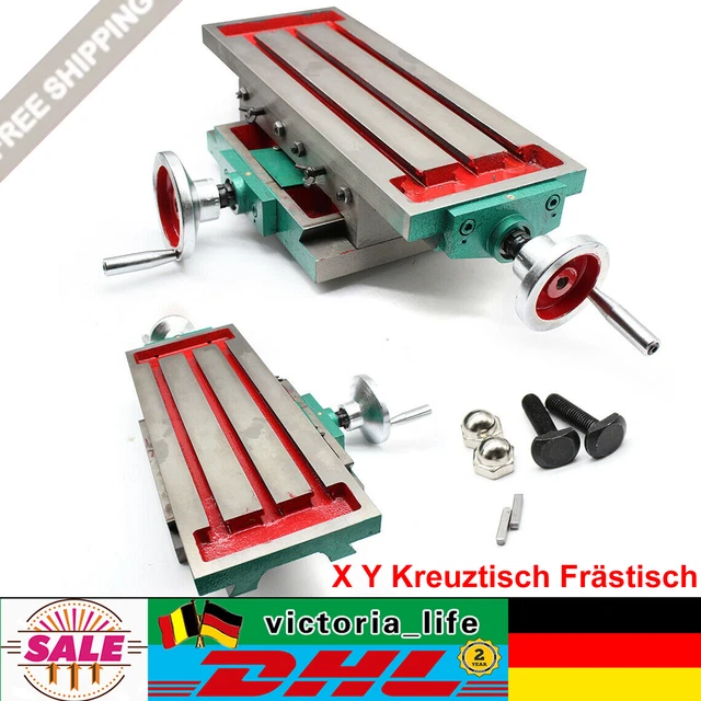 Produktbild von Kreuztisch Für Fräsmaschine – 31x9 Cm, X/Y-Verstellung, Aluminiumlegierung, T-Nut, Skala 0,05 Mm, Für Bohrtisch Und Werkbank