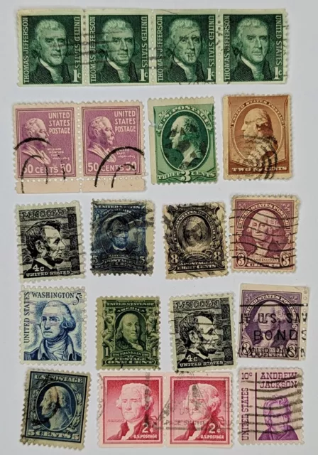 Old American Postage Stamps. Presidents USA